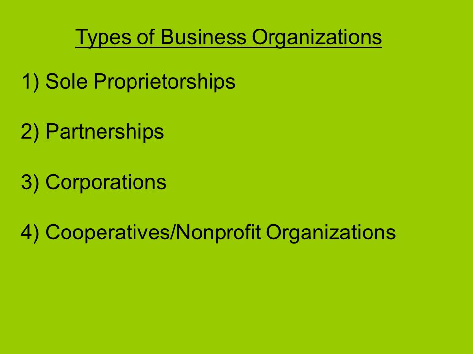 Types of Business Organizations in Nigeria, USA and UK.
